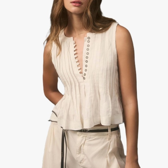 🦙NWT - KOSUSANILL BABYDOLL RUFFLE TANK TOP - Picture 1 of 8